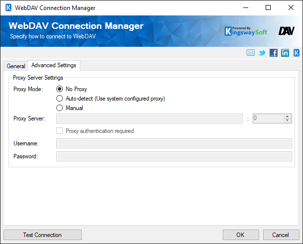 WebDAV Connection Manager - Advanced Settings